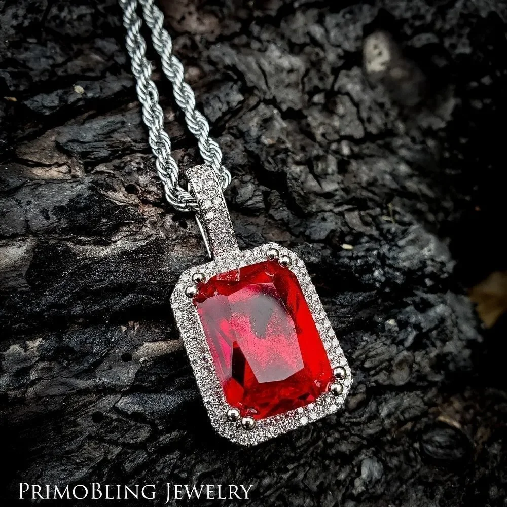 Stainless Red Gem necklace